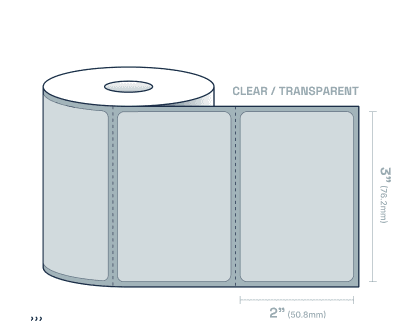 250 clear adhesive labels roll, 3 by 2 inches